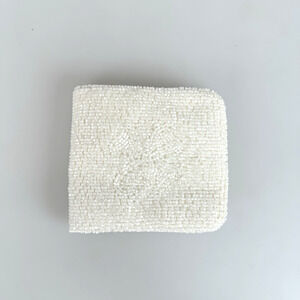 Delill Wallet Vintage Beaded White Flower Handmade in Japan Small